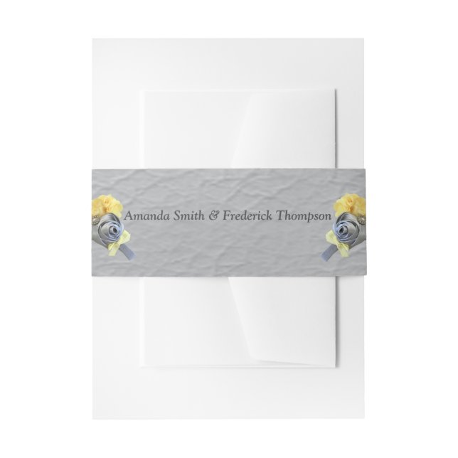 Grey and Yellow tulips on texture Invitation Belly Band (Front Example)