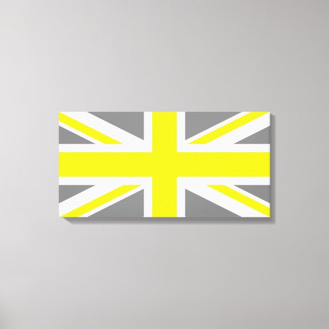Grey and Yellow Union Jack Canvas Print (Front)