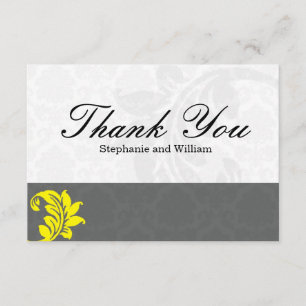 Grey and Yellow Wedding Thank You Card