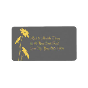 Grey and Yellow Wildflowers Label