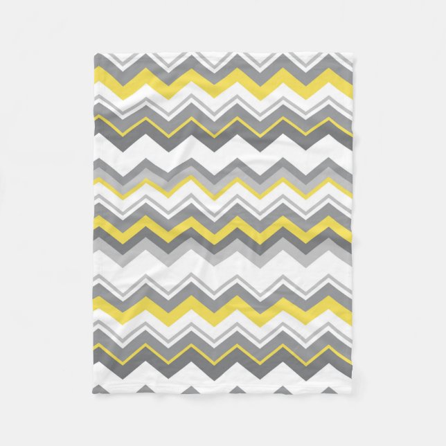 Grey and yellow zigzags fleece blanket (Front)