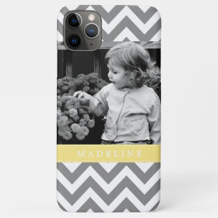 Grey and Yellow Zigzags Personalized Photo iPhone 11 Pro Max Case