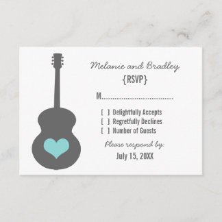 Grey/Aqua Guitar Heart Response Card
