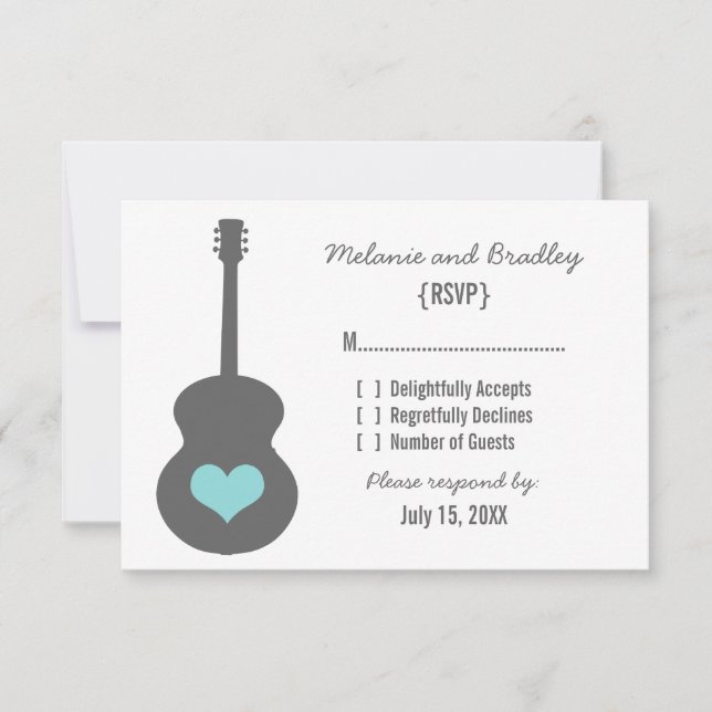 Grey/Aqua Guitar Heart Response Card (Front)
