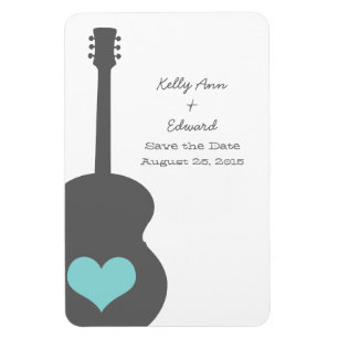 Grey/Aqua Guitar Heart Save the Date Magnet