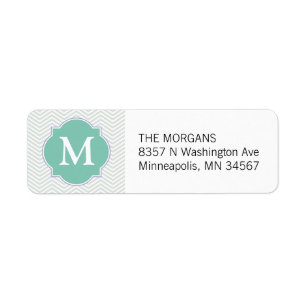 Grey & Aqua Modern Chevron Custom Monogram
