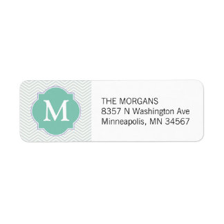 Grey & Aqua Modern Chevron Custom Monogram