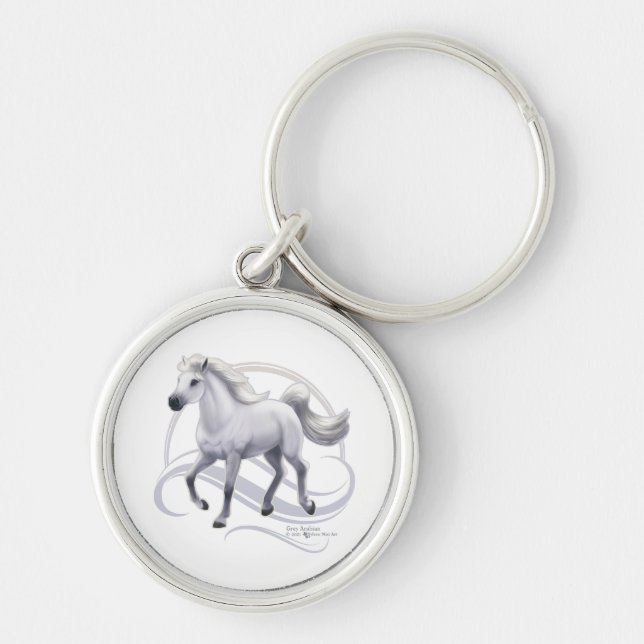 Grey Arabian Horse Keychain (Front)