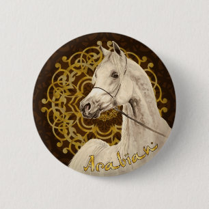 Grey Arabian horse round button
