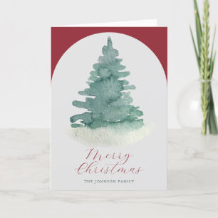 Grey Arch Green Christmas Tree  Holiday Card