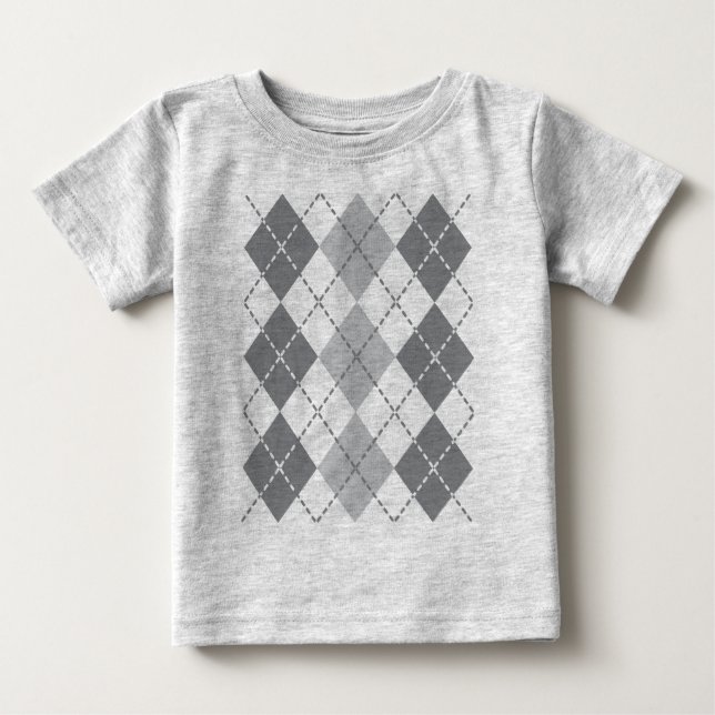 Grey Argyle Baby T-Shirt (Front)
