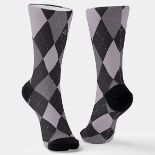 Grey Argyle Monogram Initial Socks