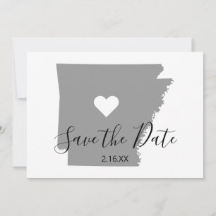 Grey Arkansas Map Shape Save The Date