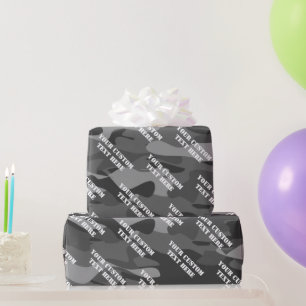 Grey army camo camouflage pattern custom Birthday Wrapping Paper