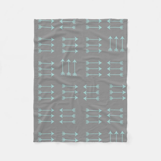 Grey Arrow Pattern Fleece Blanket (Front)