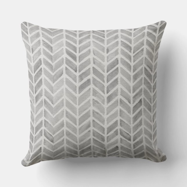 Grey Arrow Pattern for Natural Home Throw Pillow (Back)