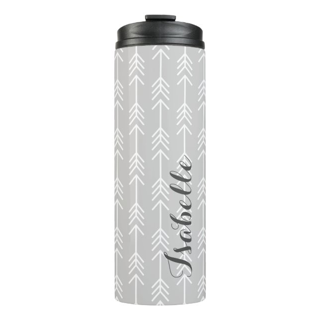 Grey Arrows Monogram Thermal Tumbler (Front)