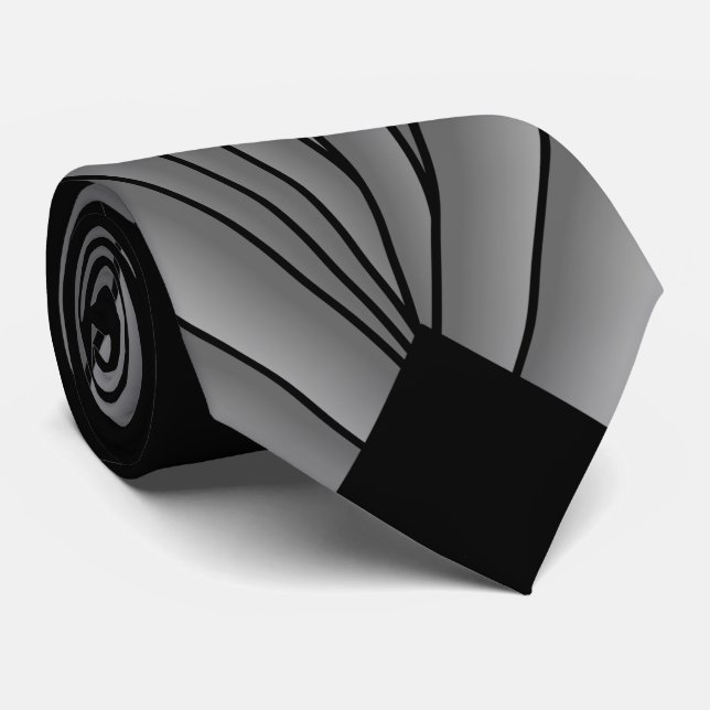 Grey Art Deco Design Tie (Rolled)