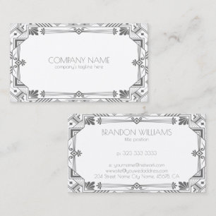 Grey Art Deco Frame 2 Business Card