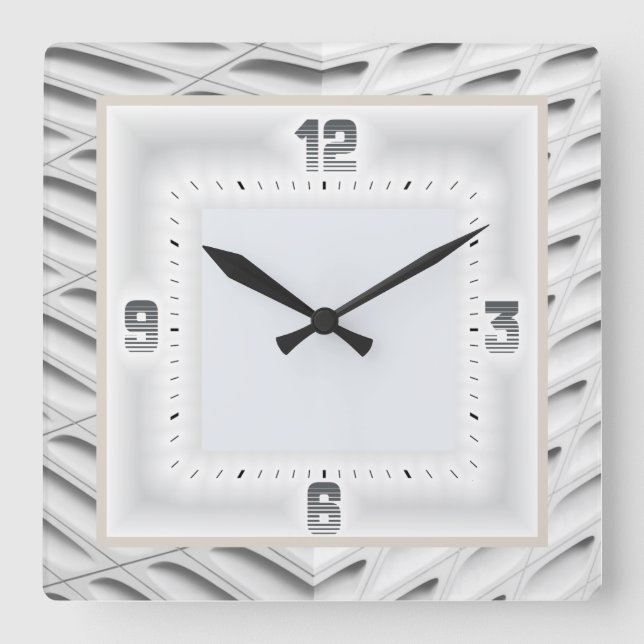 Grey Art Deco  Square Wall Clock (Front)