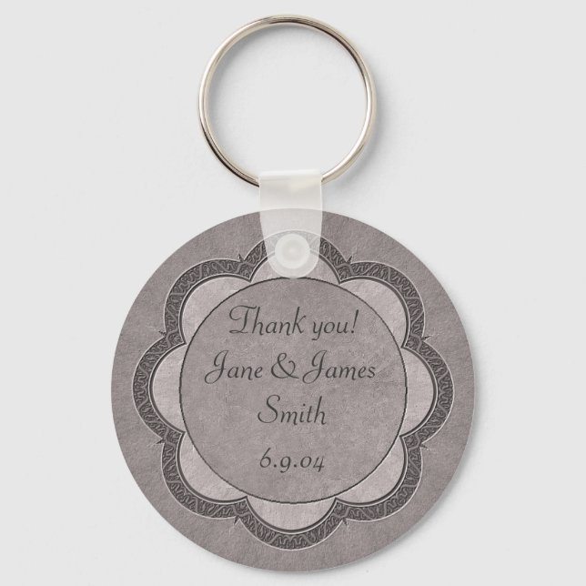 Grey Art Nouveau Wedding Keychain (Front)