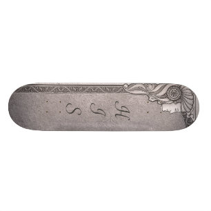 Grey Art Nouveau Wedding Skateboard