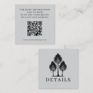 Grey Aspen Tree Wedding QR Enclosure Card