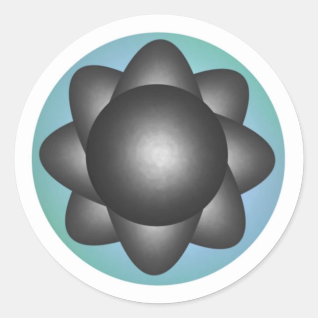 Grey atom classic round sticker (Front)