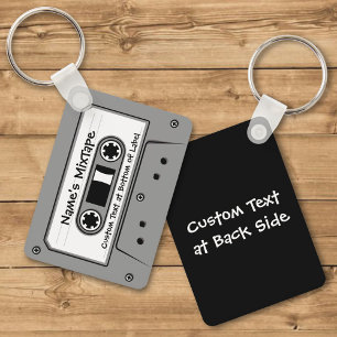 Grey Audio Cassette Tape Keychain
