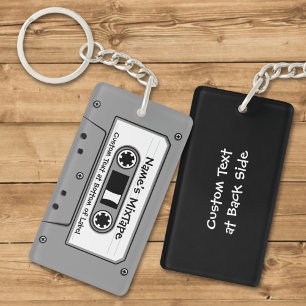 Grey Audio Cassette Tape Keychain