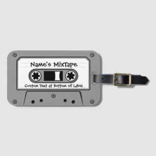 Grey Audio Cassette Tape Luggage Tag