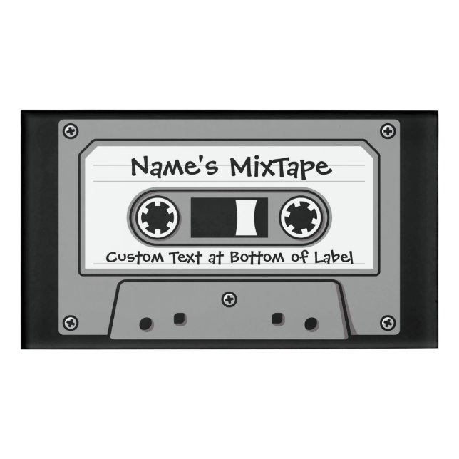 Grey Audio Cassette Tape Name Tag (Front)