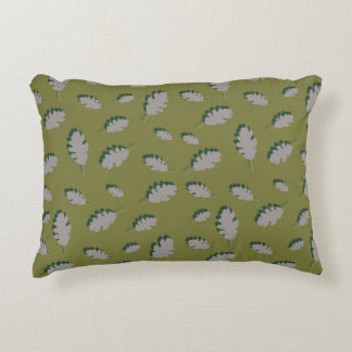 Grey autumn leaves pattern on a green background accent pillow