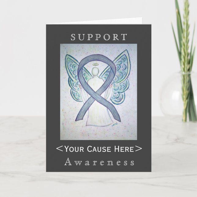 Grey Awareness Ribbon Angel Customized Card (Front)