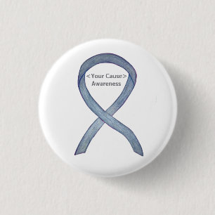 Grey Awareness Ribbon Custom Messages Button Pin