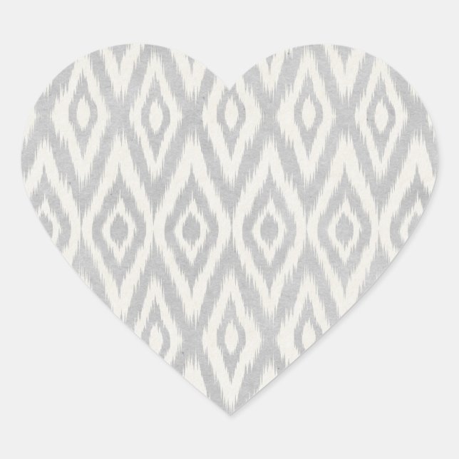 Grey Aztec Pastel Watercolor Ikat Soft Geometric Heart Sticker (Front)