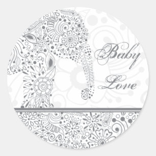 Grey Baby Love Elephant Sticker