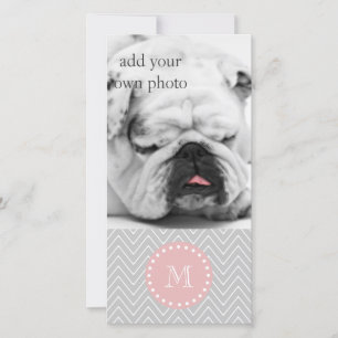 Grey Baby Pink Modern Chevron Custom Monogram