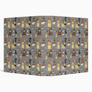 grey background dogs pattern binder