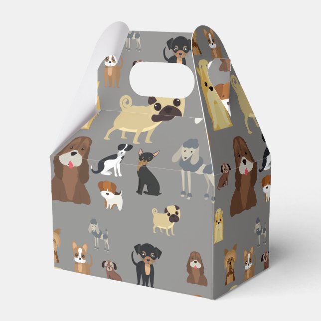 grey background dogs pattern favor box (Front Side)
