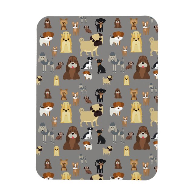 grey background dogs pattern. magnet (Vertical)