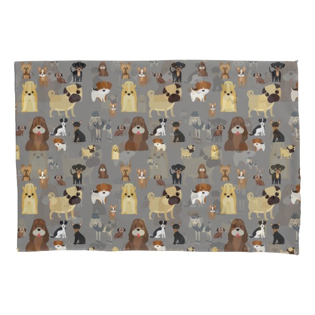 grey background dogs pattern. pillowcase (Front)