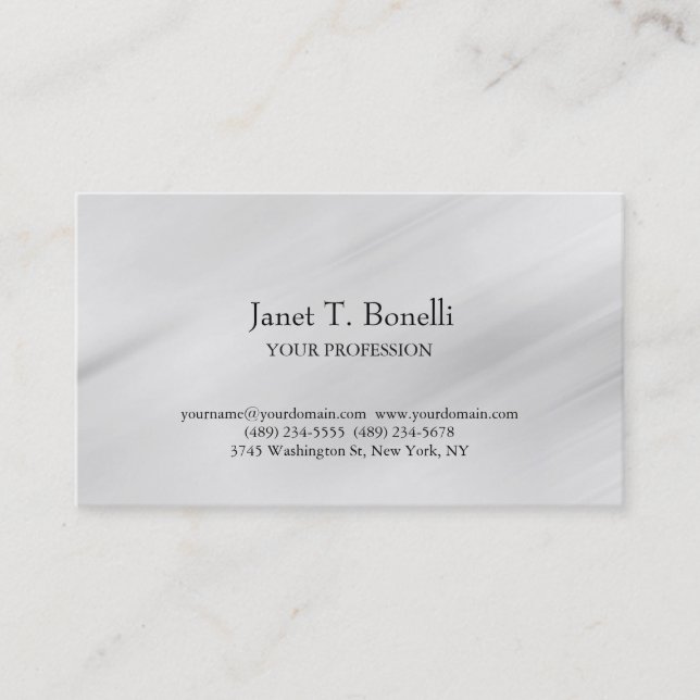Grey Background Elegant Plain Simple Professional Business Card (Front)