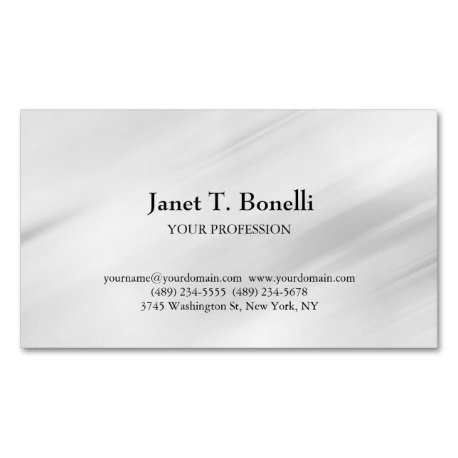 Grey Background Elegant Plain Simple Professional Magnetic Business Card (Front)