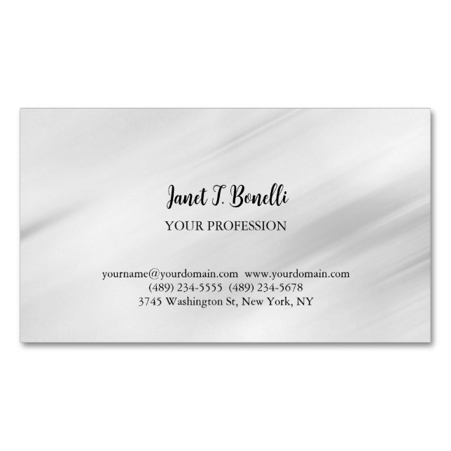 Grey Background Elegant Plain Simple Professional Magnetic Business Card (Front)