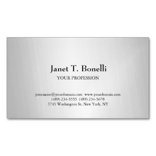 Grey Background Elegant Plain Simple Professional Magnetic Business Card