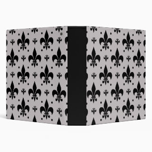 Grey Background Fleur-de-lis Pattern Design  Binder