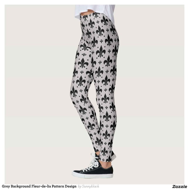 Grey Background Fleur-de-lis Pattern Design  Leggings (Creator Uploaded)