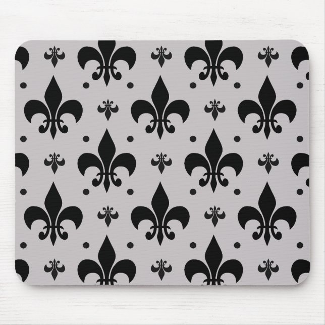 Grey Background Fleur-de-lis Pattern Design  Mouse Pad (Front)