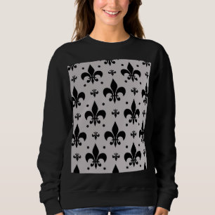 Grey Background Fleur-de-lis Pattern Design Sweatshirt